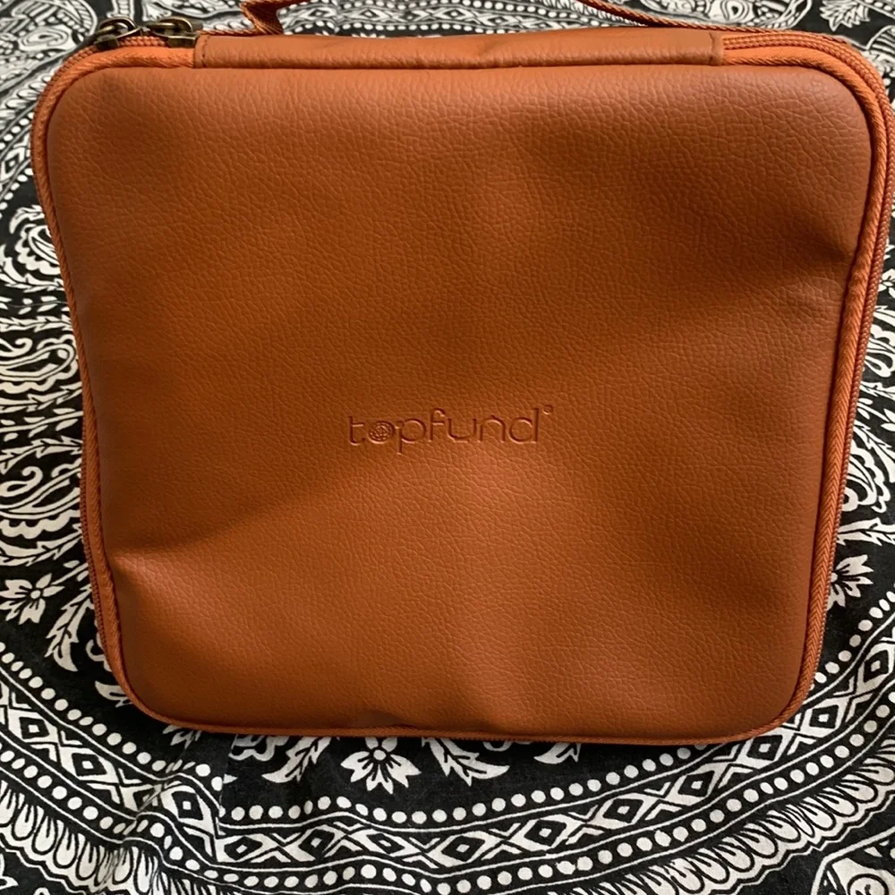 Tan Triangle Cosmetic Bag